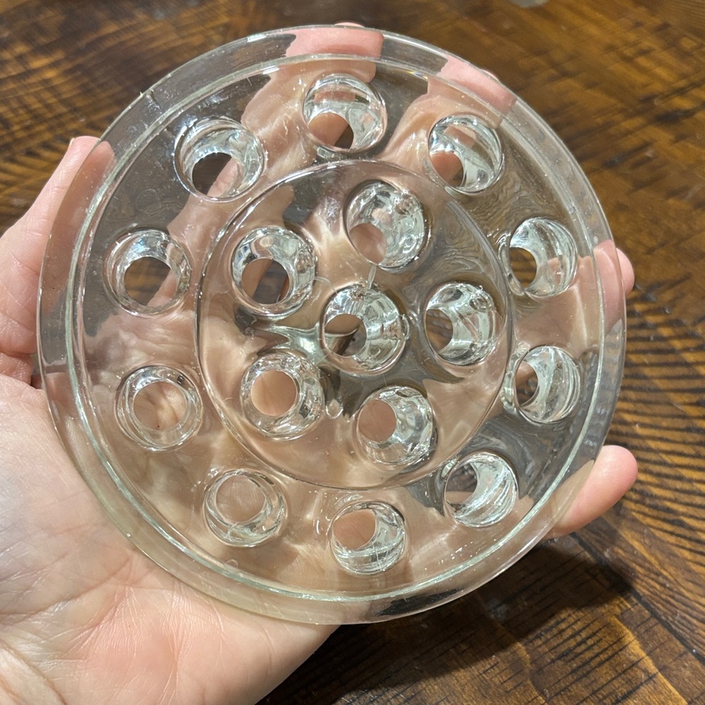 Clear Glass Flower Frog 16 holes